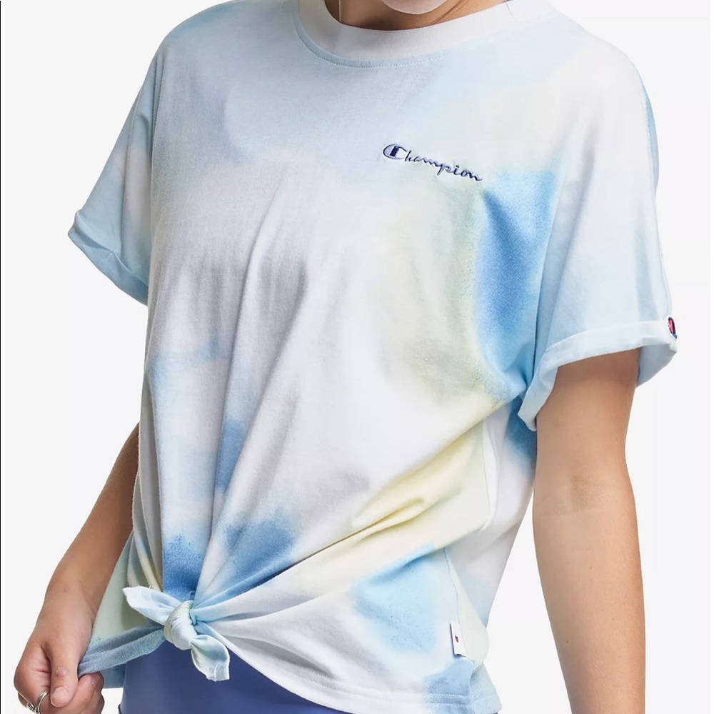 Champion Tie Front Tee, Blue Tie-Dye, Small